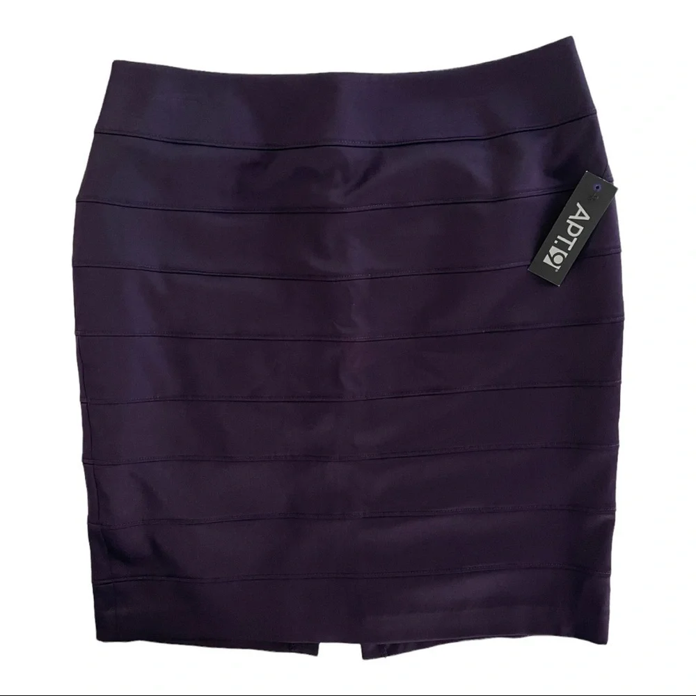 Apt. 9 Yves Purple Bodycon Stretch Fitted‎ Mid Waist Slit Short Pencil Skirt 8